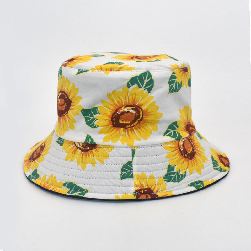 Sombrero de pescador de girasol con estampado de algodón al por mayor